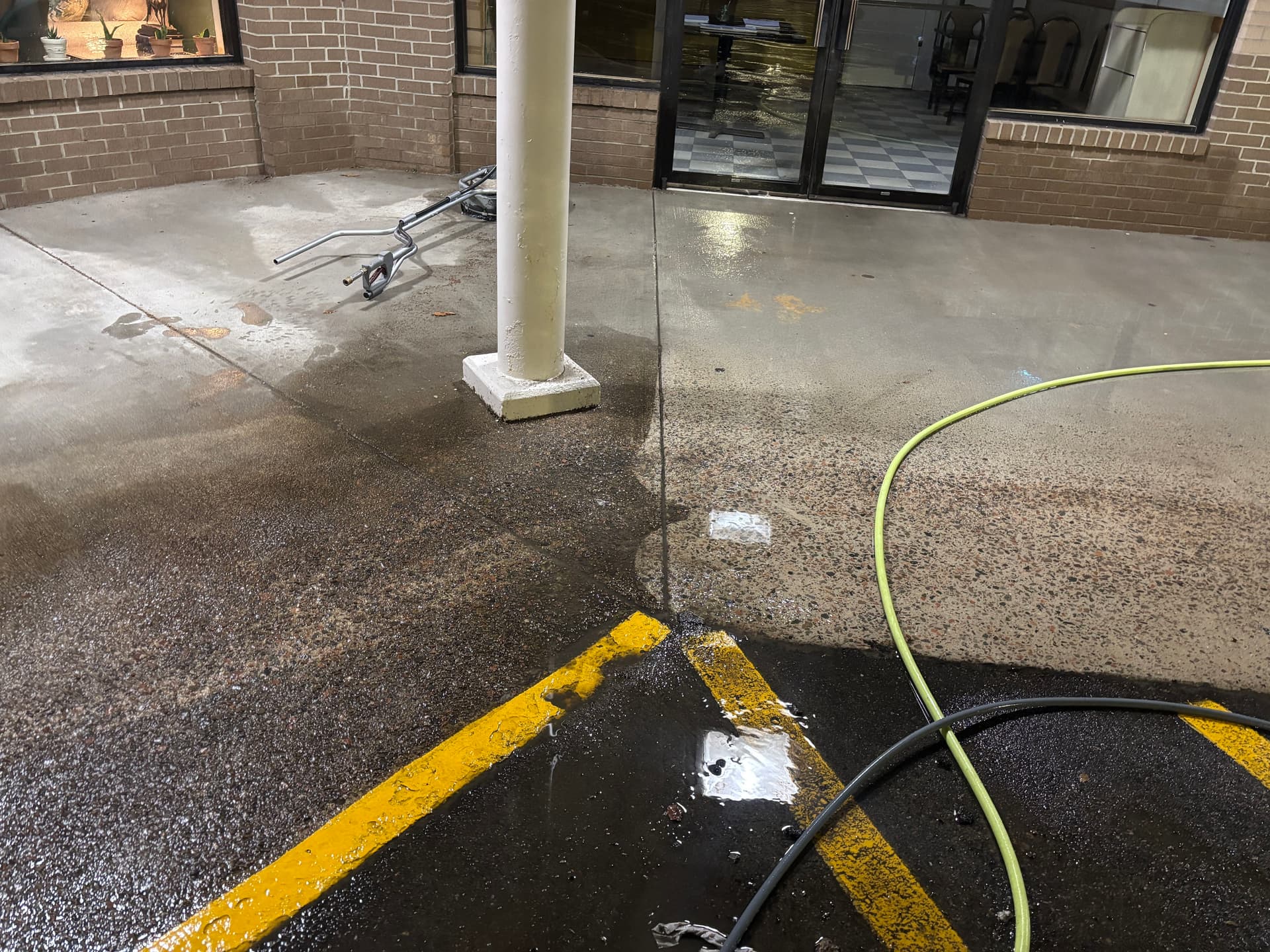 Mid-Job Progress on a Commercial Plaza Concrete Cleaning image